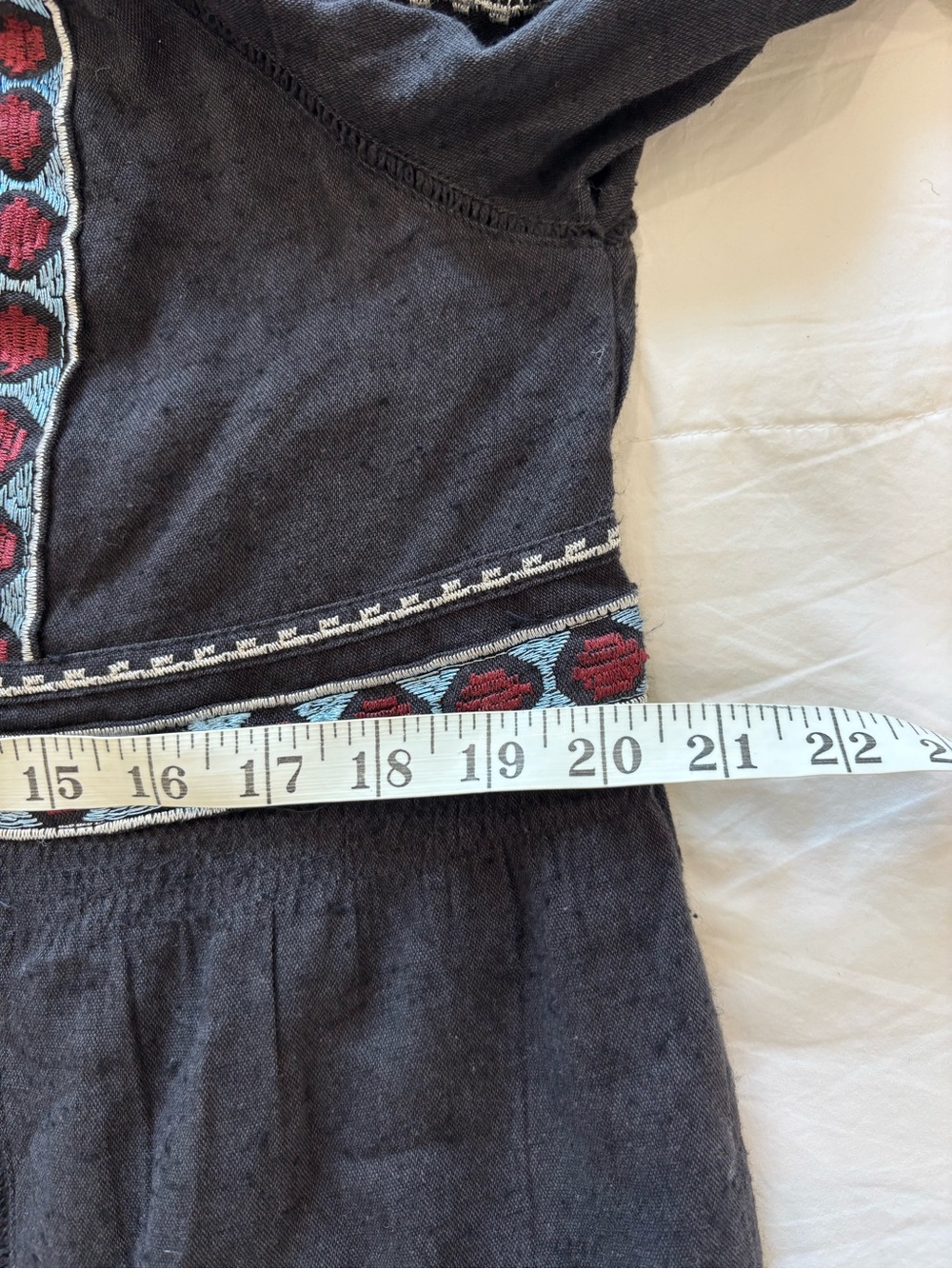 Free People S Boho Embroidered Folk Peasant Dress Turquoise Artisan Festival - Picture 10 of 14